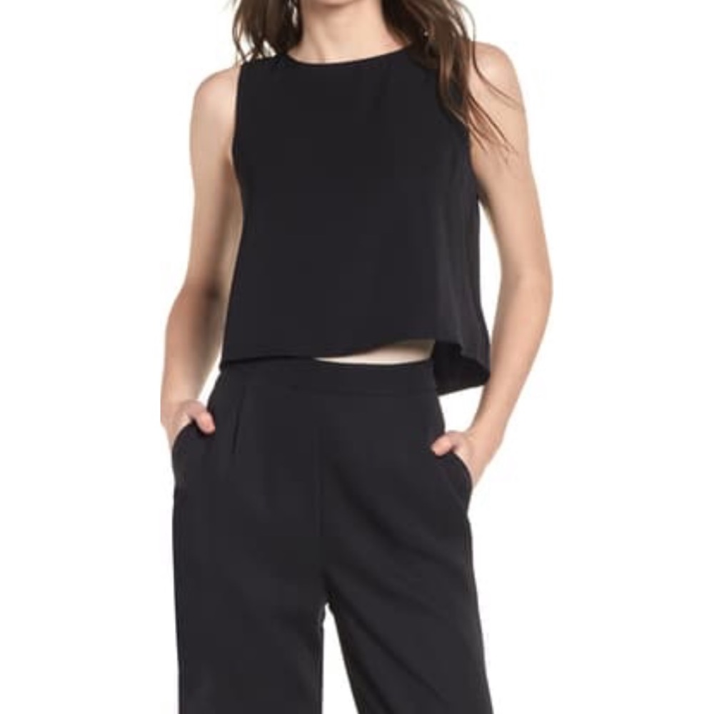 CAARA Black SET Crop Top and Wide Leg Pants